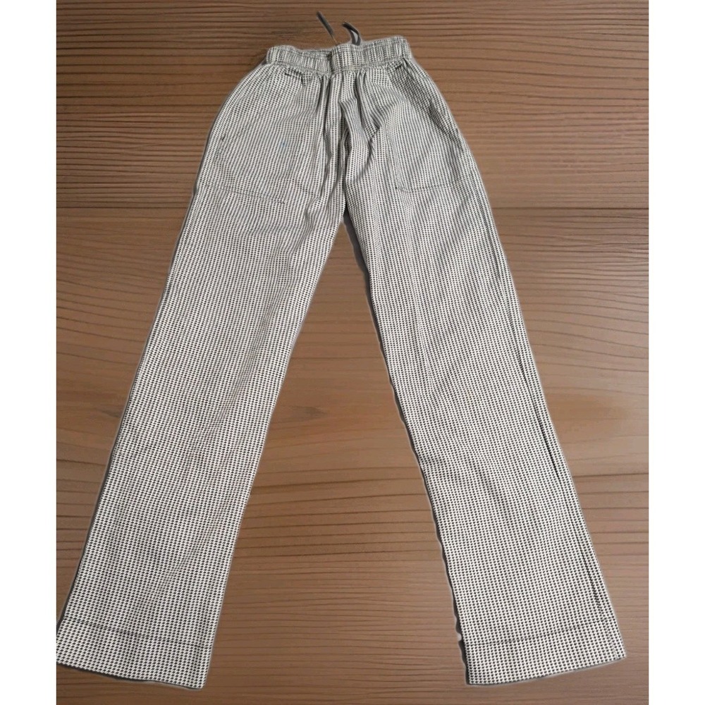 Happy Chef HC04 Houndstooth Chef Pants Womens XS Black White Elastic‎ Waist